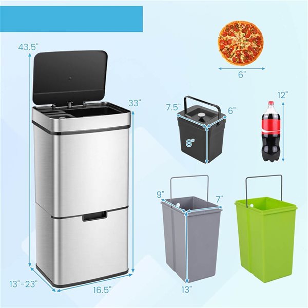 Costway 17,9 L Silver Kitchen Trash Can