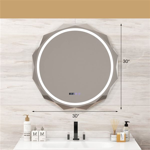 Costway 30 x 30-in Round LED Bathroom Mirror