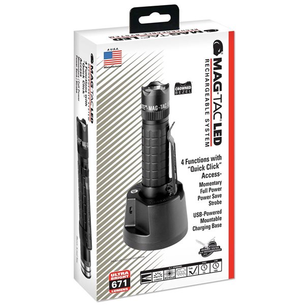 Maglite Mag-Tac Rechargeable Flashlight w/ USB Base