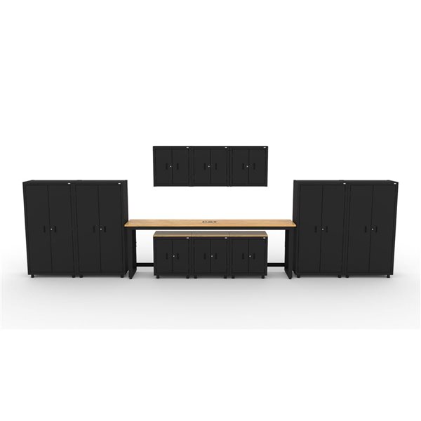 CAT RTA Garage Storage Cabinetry Set w/ 4 Lockers, 3 Wall Lockers, 3 Under Table Lockers and 96-in Workbench