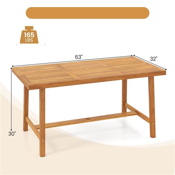 Costway 63-in Acacia Wood Dining Table