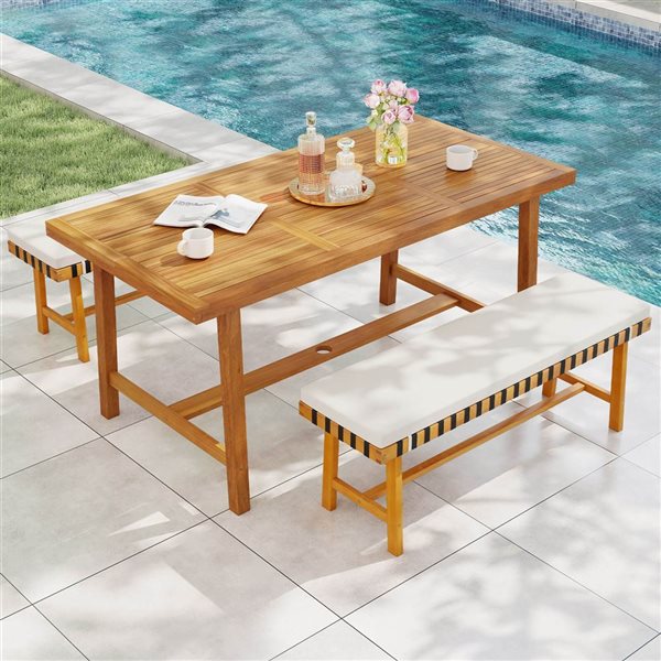 Costway 63-in Acacia Wood Dining Table