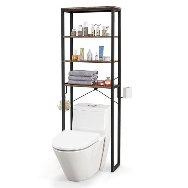 Costway 4-Tier Over the Toilet Storage Rack Brown