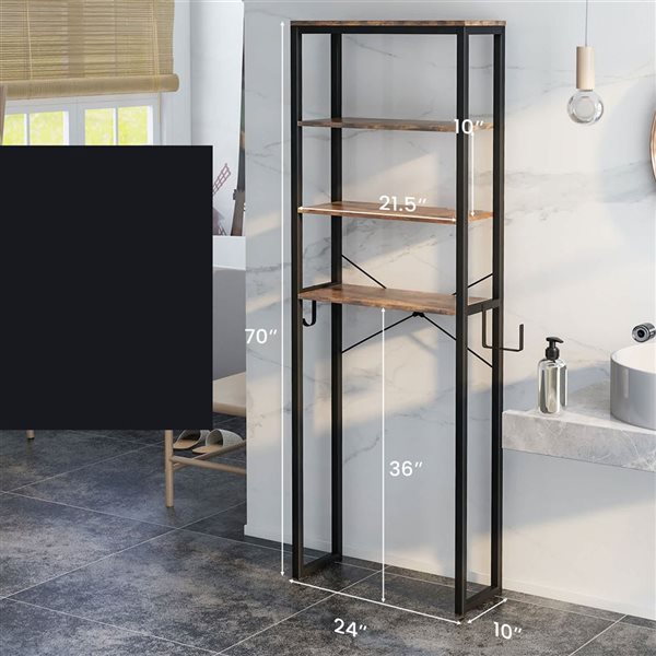 Costway 4-Tier Over the Toilet Storage Rack Brown