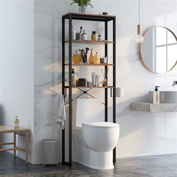 Costway 4-Tier Over the Toilet Storage Rack Brown