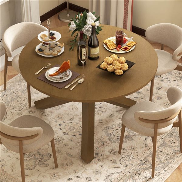 Costway 47-in Wood Round Counter Dining Table