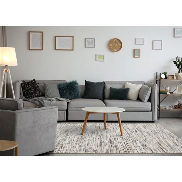 Rug Branch Sylvaris 4-ft x 6-ft Striped Indoor Polypropylene Area Rug - Beige