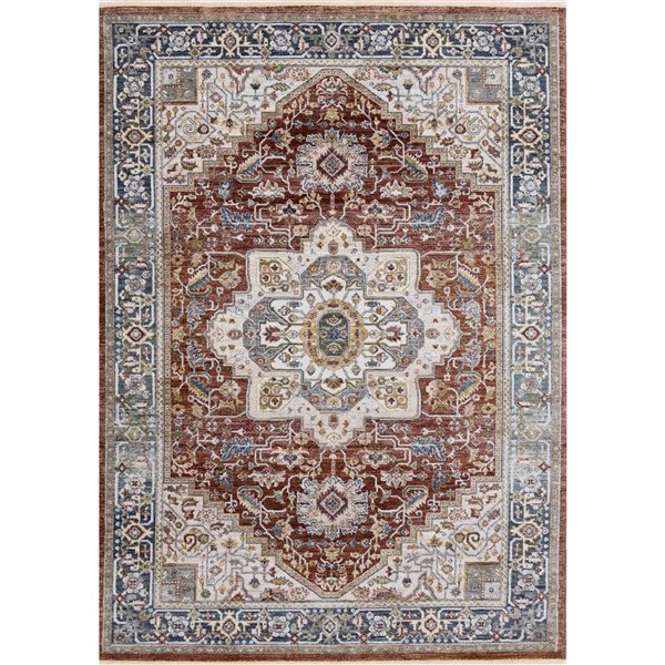 Front Facing Rug Rug Branch Orenda 5-ft x 8-ft Border Indoor Polyester Area Rug - Red | RONA