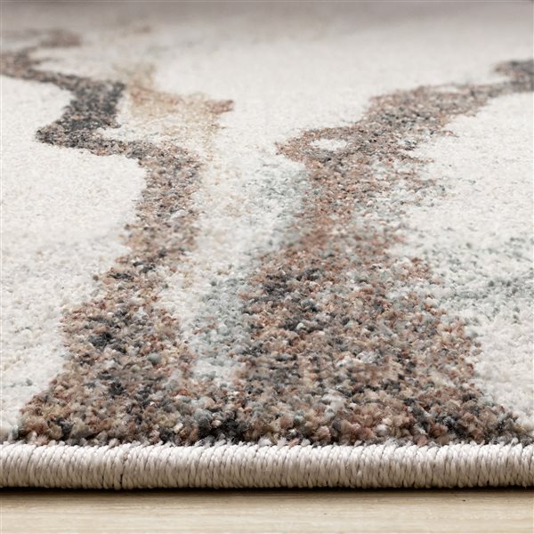 Rug Branch Sereni 5-ft x 8-ft Distressed Indoor Polyester Area Rug - White/Brown