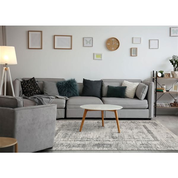 Rug Branch Lirien 5-ft x 8-ft Border Indoor Acrylic Area Rug - Grey