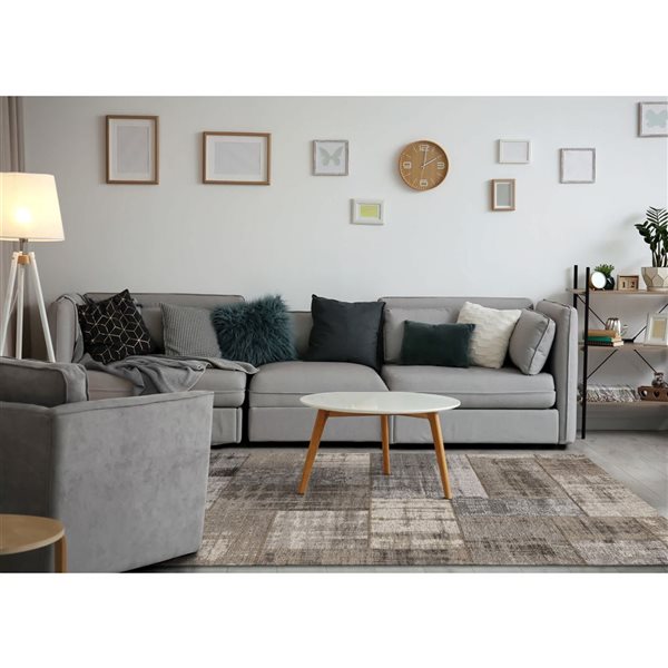 Rug Branch Lirien 5-ft x 8-ft Patchwork Indoor Acrylic Area Rug - Grey