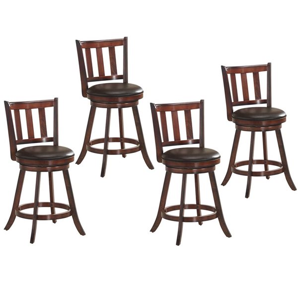 Costway Set of 4 25-in Leather Padded Swivel Bar Stool