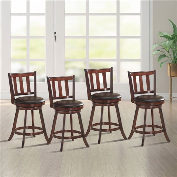 Costway Set of 4 25-in Leather Padded Swivel Bar Stool