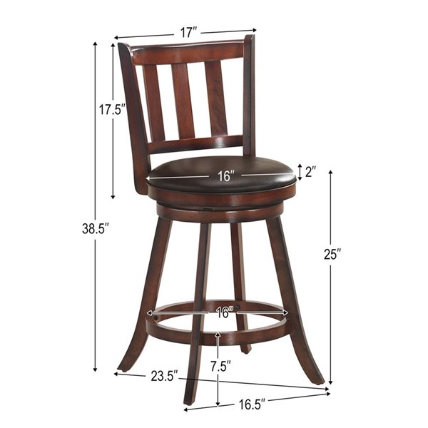 Costway Set of 4 25-in Leather Padded Swivel Bar Stool
