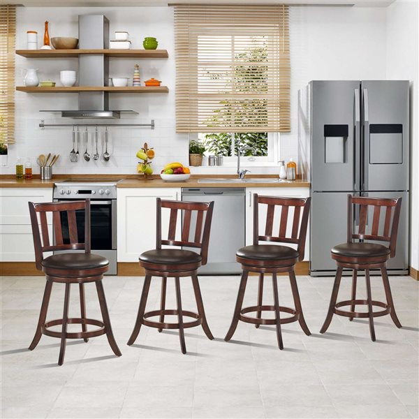 Costway Set of 4 25-in Leather Padded Swivel Bar Stool