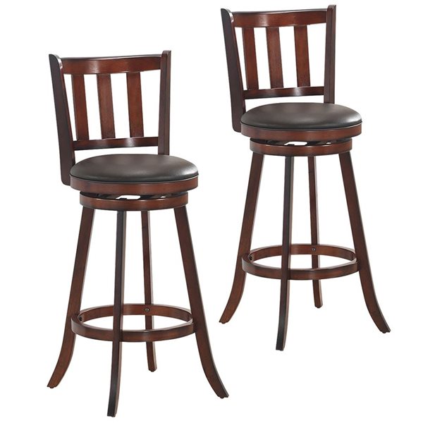 Costway Set of 2 31-in Leather Padded Swivel Bar Stool
