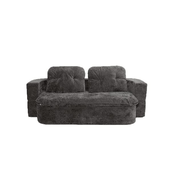 Velago Bread Grey Polyester Blend 3-Seat Sofa