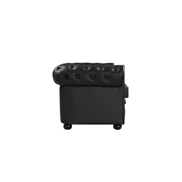 Velago AVIGNON Black 3-Seat Leather Sofa