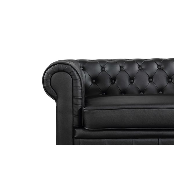 Velago AVIGNON Black 3-Seat Leather Sofa