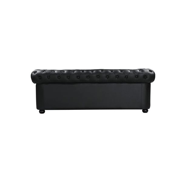 Velago AVIGNON Black 3-Seat Leather Sofa