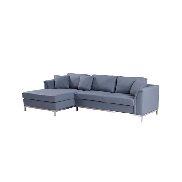 Velago OLLON Grey Polyester Blend Left-Facing Faux Leather Sectional Sofa without Ottoman