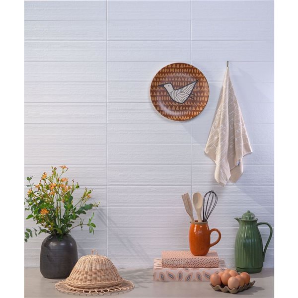 Eliane Zen Ceramic Wall Tile 4x16-in x 7-mm - 14.64-ft² - Matte White - 34-Pack