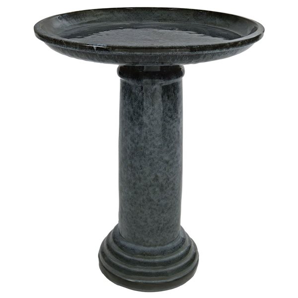 Sunnydaze Decor Toulon Black Mist Ceramic Bird Bath - Black