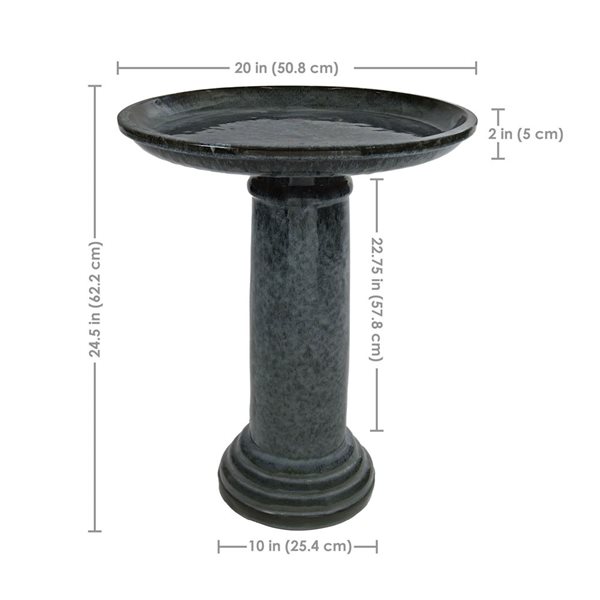 Sunnydaze Decor Toulon Black Mist Ceramic Bird Bath - Black