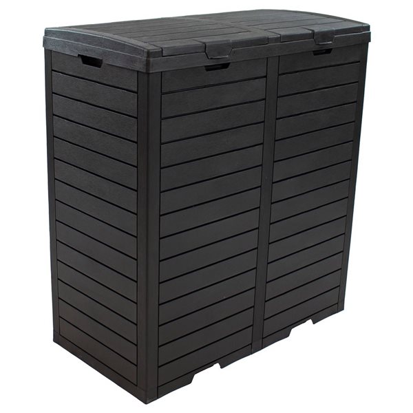 Sunnydaze Decor 295-L Outdoor Double Trash Can w/ Lids and Drip Trays - Black
