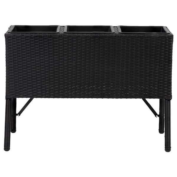 Sunnydaze Decor 3-Section Wicker Raised Planter - Black