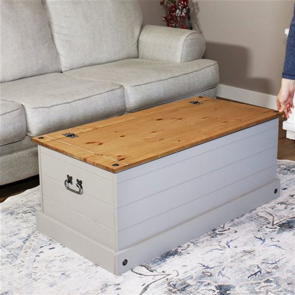 Sunnydaze Decor Solid Pine Trunk 39.5-in w/ Handles - Grey