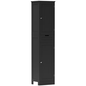 Armoire De Rangement Salle De Bain Yaheetech - 2 Portes - Gris Foncé - 50x30x92,5 Cm - Neuve