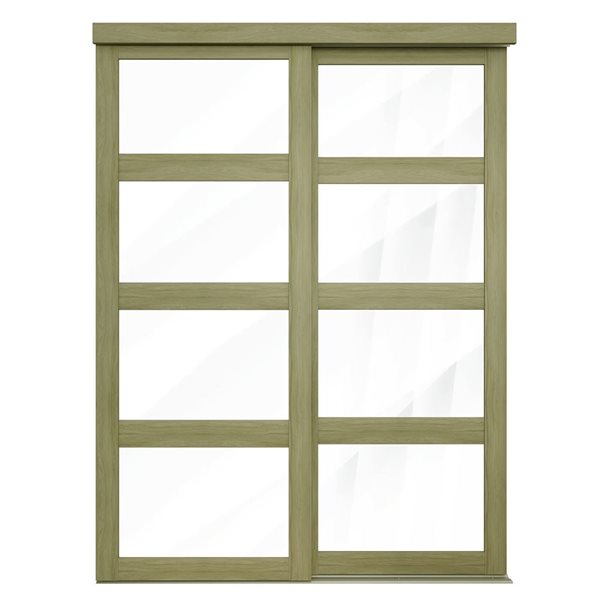 Landon & Co. 48 x 80-1/2-in Sesame 4-Lite Clear Mirror Sliding Door