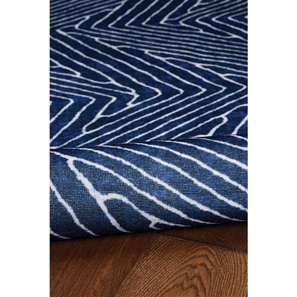 Linon Home Décor Fuller Blue & Ivory 5 x 7-ft Washable Area Rug