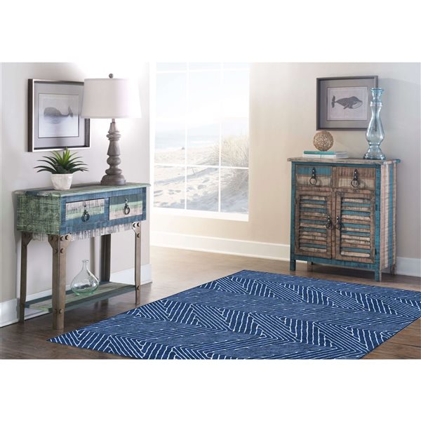 Linon Home Décor Fuller Blue & Ivory 5 x 7-ft Washable Area Rug