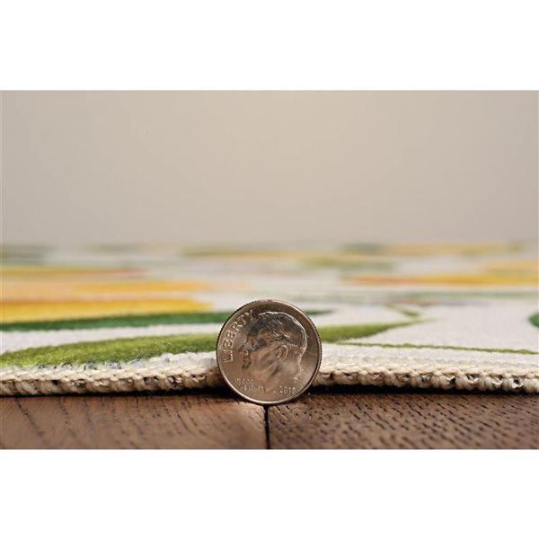 Linon Home Décor Sumner Ivory & Yellow 3 x 5-ft Washable Throw Rug