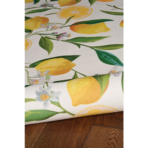 Linon Home Décor Sumner Ivory & Yellow 3 x 5-ft Washable Throw Rug