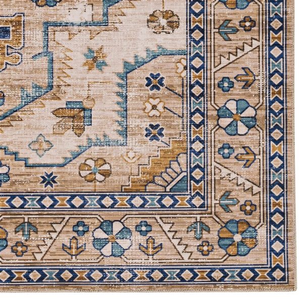 Linon Home Décor Julian Ivory & Gold 2 x 8-ft Washable Runner Rug