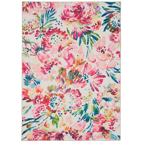 Linon Home Décor Julian Raspberry & Ivory 5 x 7-ft Washable Area Rug ...