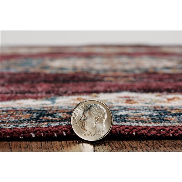 Linon Home Décor Bryant Ivory & Burgundy 2 x 8-ft Washable Runner Rug