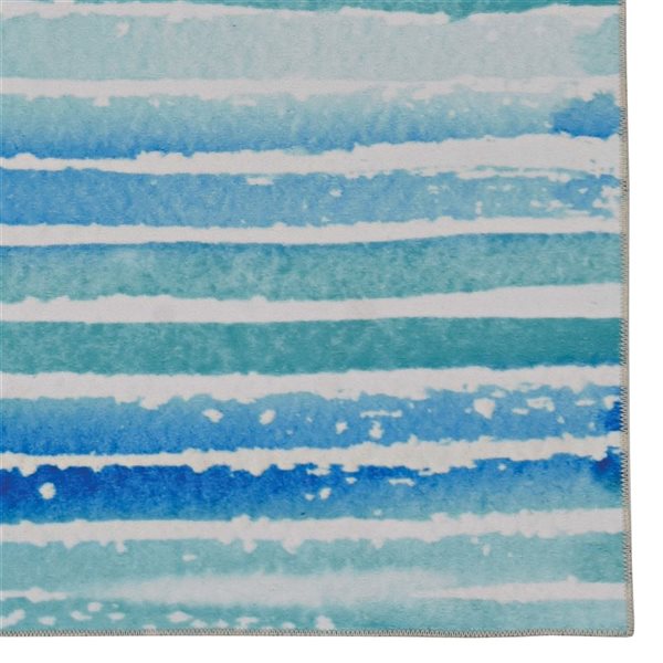 Linon Home Décor Janna Ivory & Blue 5 x 7-ft Washable Area Rug