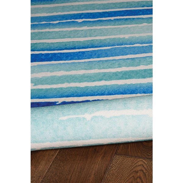 Linon Home Décor Janna Ivory & Blue 5 x 7-ft Washable Area Rug