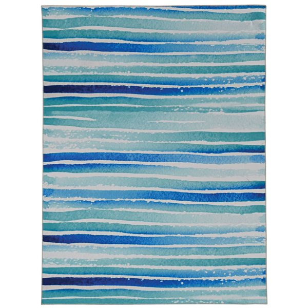 Linon Home Décor Janna Ivory & Blue 5 x 7-ft Washable Area Rug