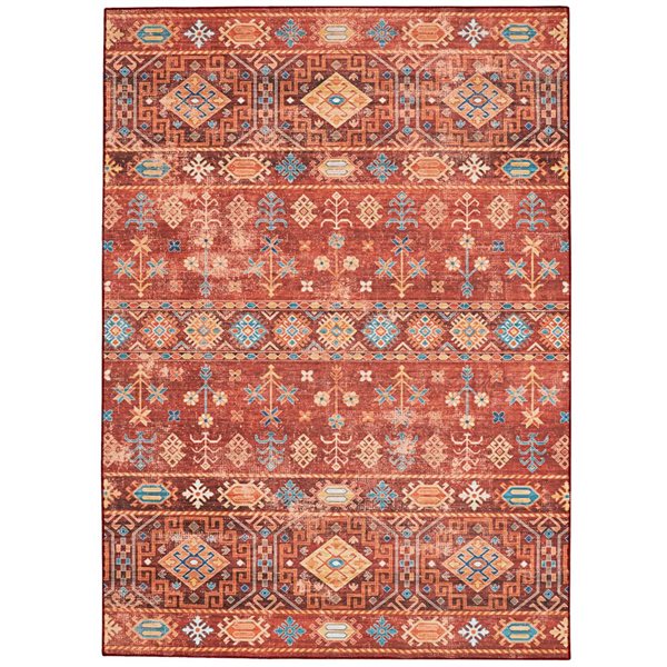 Linon Home Décor Devlin Red & Ivory 5 x 7-ft Washable Area Rug