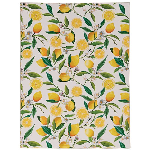Linon Home Décor Sumner Ivory & Yellow 5 x 7-ft Washable Area Rug