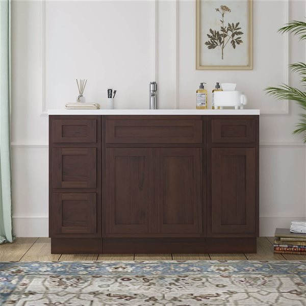 Vanity Art 48 x 21 x 32.5-in Freestanding Bathroom Vanity Oak Cabinet without Top - Brown
