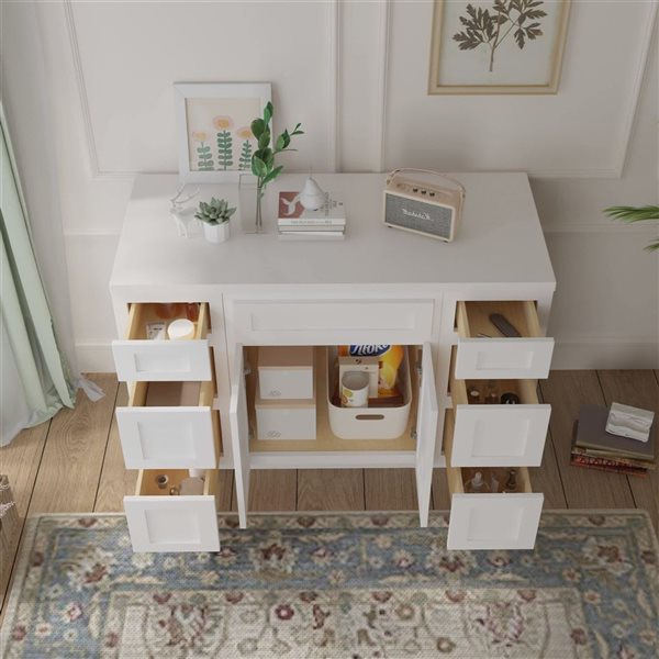 Vanity Art 48 x 21 x 32.5-in Freestanding Bath Vanity Oak Cabinet without Top - White