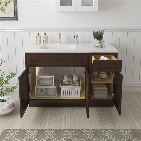 Vanity Art 48 x 21 x 32.5-in Freestanding 1-Drawer Bath Vanity Oak Cabinet without Top - Brown