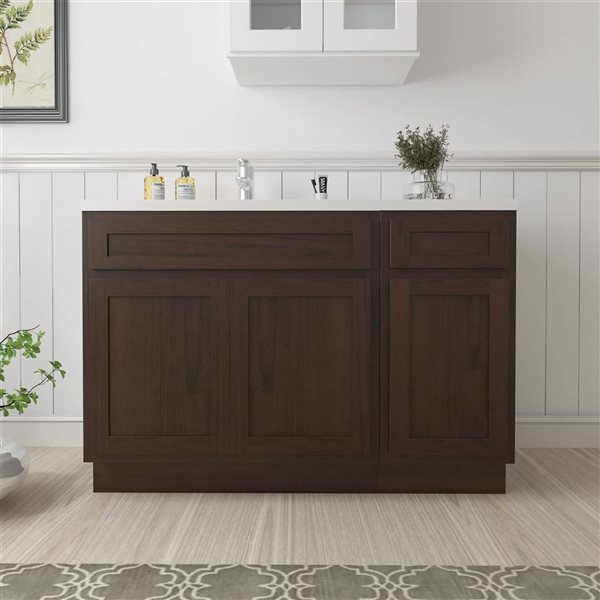 Vanity Art 48 x 21 x 32.5-in Freestanding 1-Drawer Bath Vanity Oak Cabinet without Top - Brown