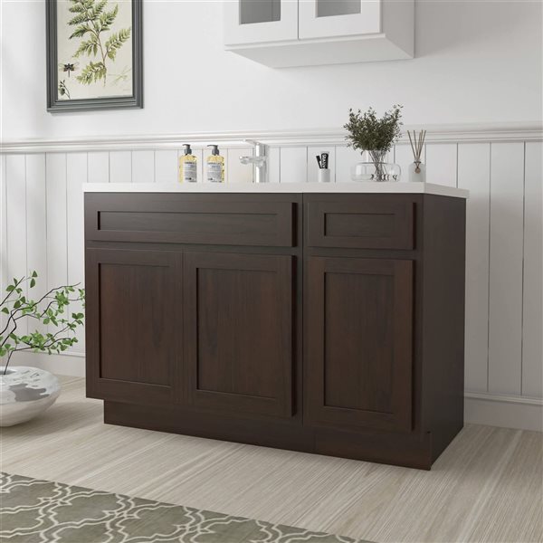 Vanity Art 48 x 21 x 32.5-in Freestanding 1-Drawer Bath Vanity Oak Cabinet without Top - Brown